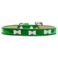 Mirage Pet Products White Bow Widget Dog CollarEmerald Green Ice Cream Size 10 633-6 EG10